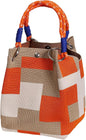 Mini Knitted Bucket Bag Women Colorblock Wristlet Purse