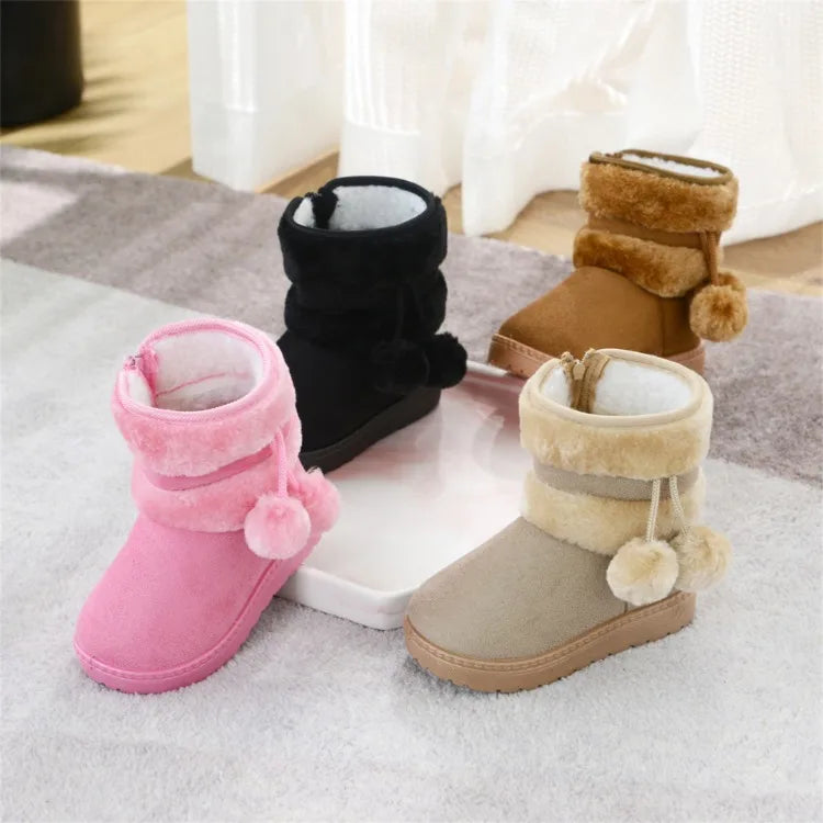 Girls Winter Snow Boots Thick Warm Rubber Microfiber