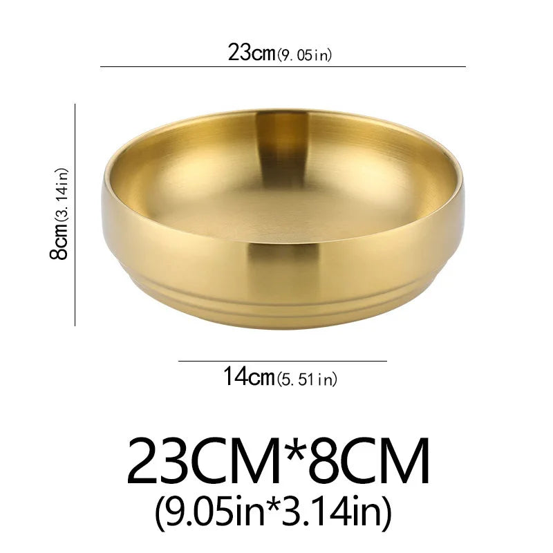 304 Stainless Steel Double Layer Noodle Bowl Gold Silver
