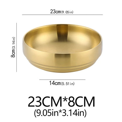 304 Stainless Steel Double Layer Noodle Bowl Gold Silver