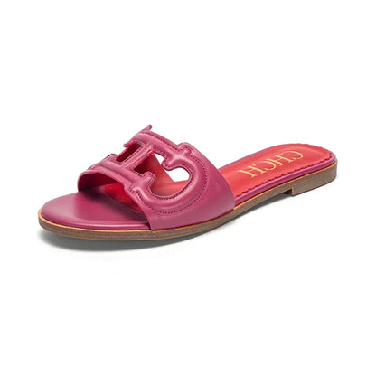 CHCH Women's Black Flat Indoor Slippers