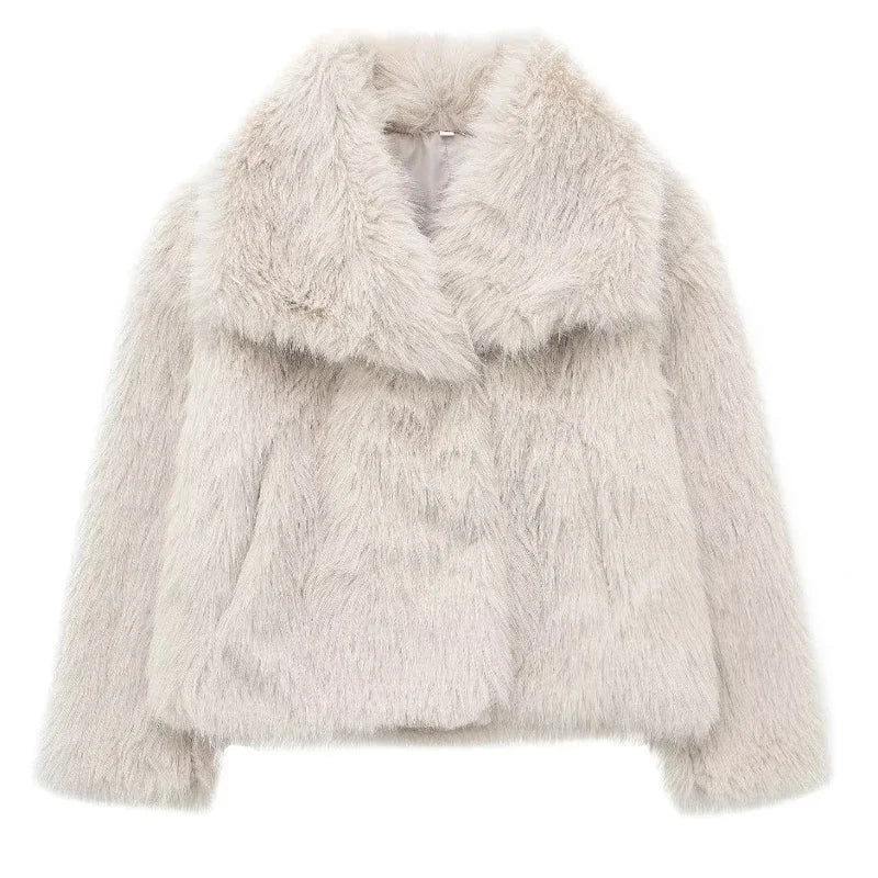 Faux Fur Fluffy Coat for Women Warm Winter Outerwear