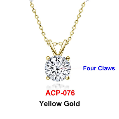 Moissanite Pendant Necklace 18K Gold Plated Women