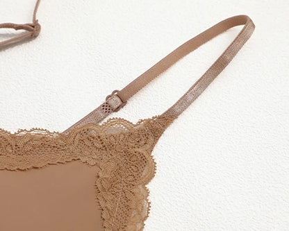 French Lace V Neck Seamless Wireless Bra S-XL