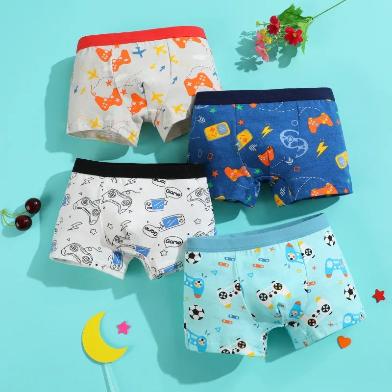 Boys Cotton Boxer Briefs with Dinosaur Print