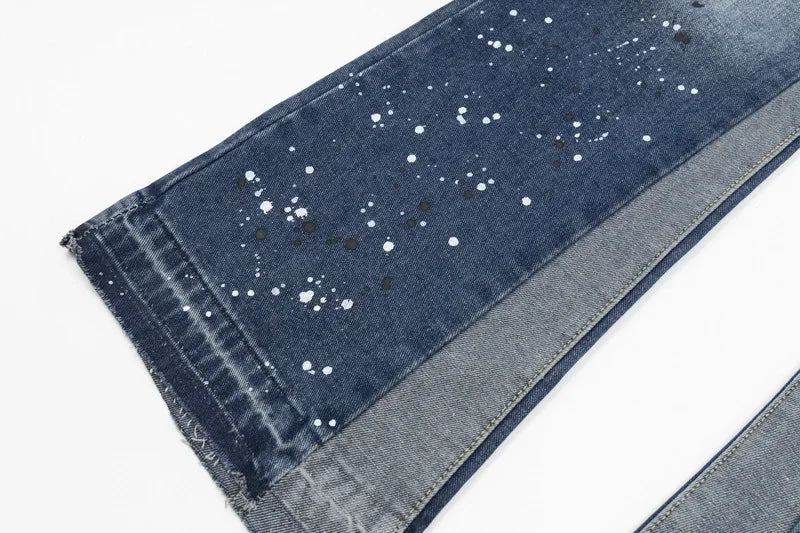 Washed Denim Trousers for Men with Micro-Flared Style