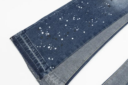 Washed Denim Trousers for Men with Micro-Flared Style