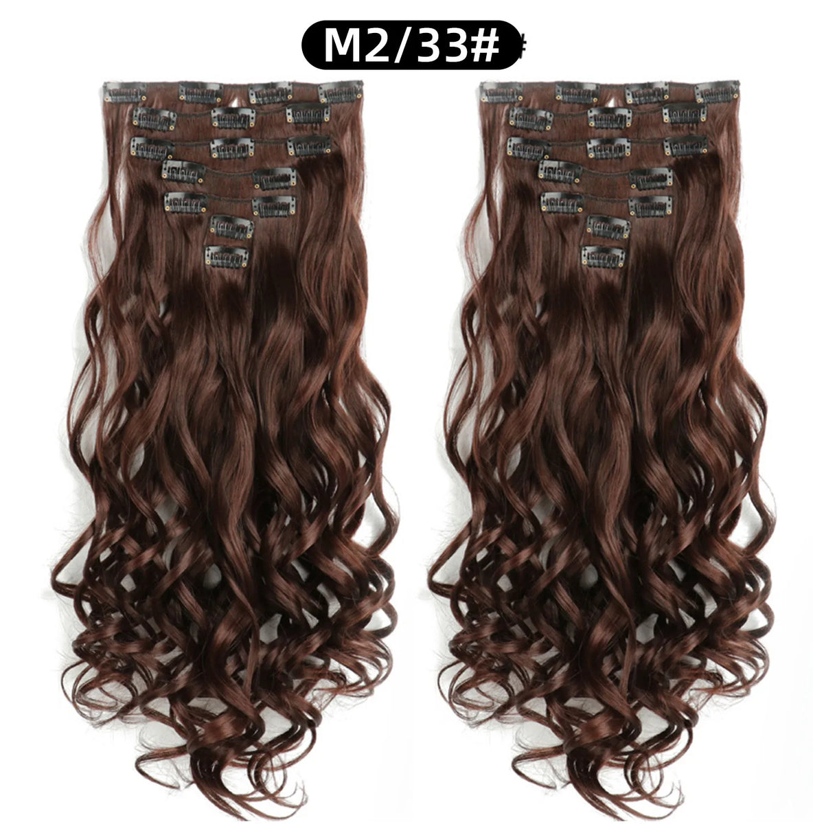 22 Inch Curly Wavy Clip In Hair Extensions Synthetic