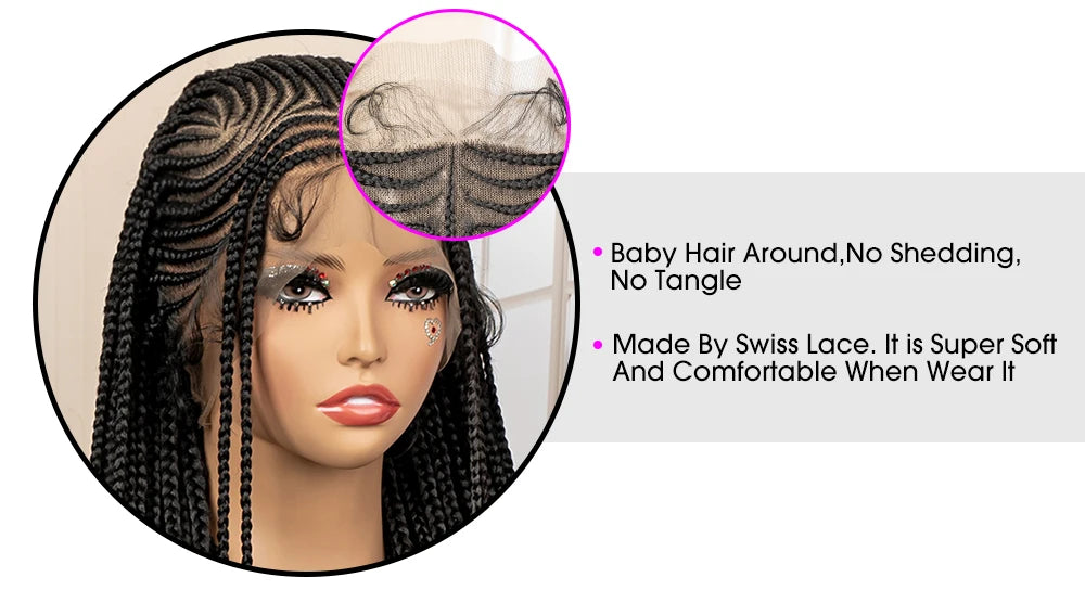 Synthetic Full Lace Cornrow Braided Wig for Black Women