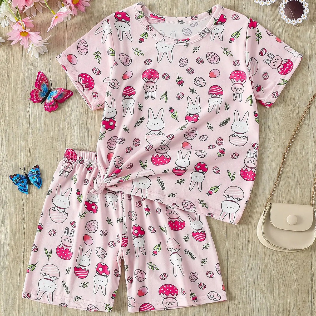 Children's Casual Joker Bear Print Pajama Set