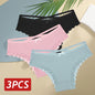 3PCS Women Cotton Lace Brazilian Panties Set S-XL