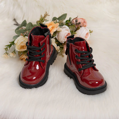 Waterproof PU Leather Children's Lace-up Boots