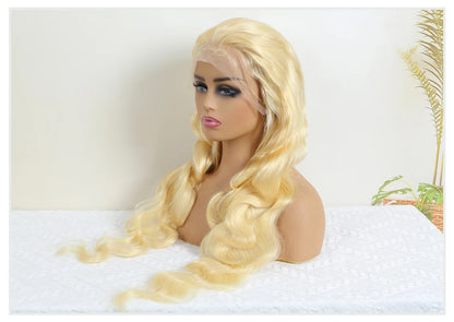 613 Honey Blonde Body Wave Human Hair Wig 360 Lace Frontal