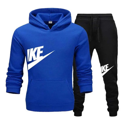 Men's Casual Fitness Printed Hooded Pullover and Pants