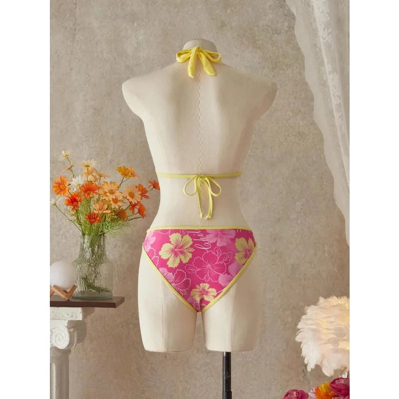 Elegant Floral High-Waist Bikini Set for Women