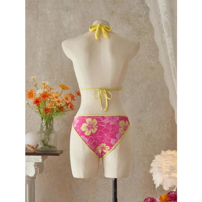 Elegant Floral High-Waist Bikini Set for Women