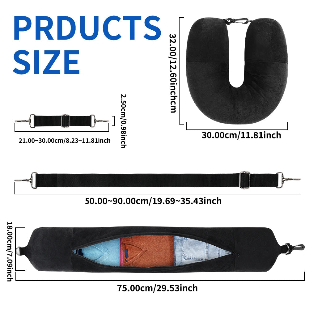 U-Shaped Travel Neck Pillow with Storage Bag