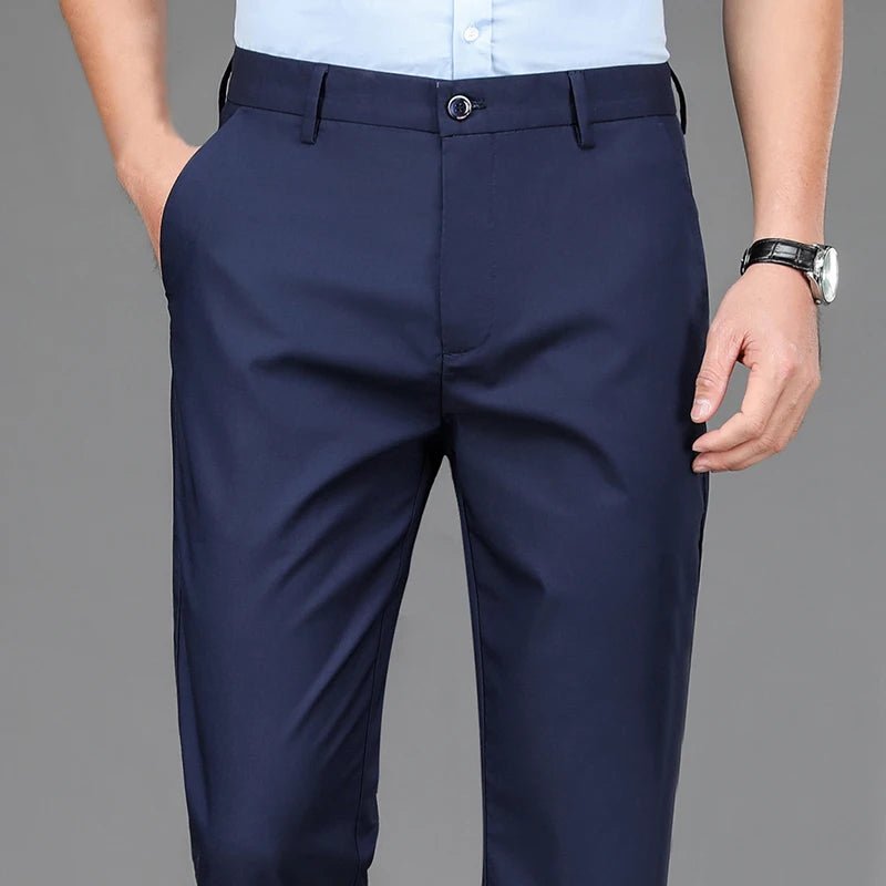 Black Stretch Smart Casual Men's Trousers