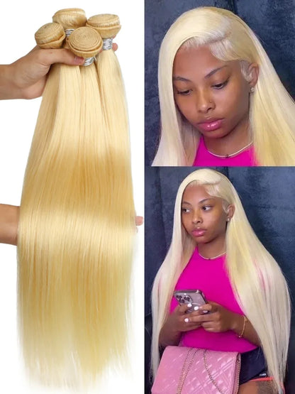 613 Blonde Brazilian Hair Bundles Straight Weave 24-40 Inch