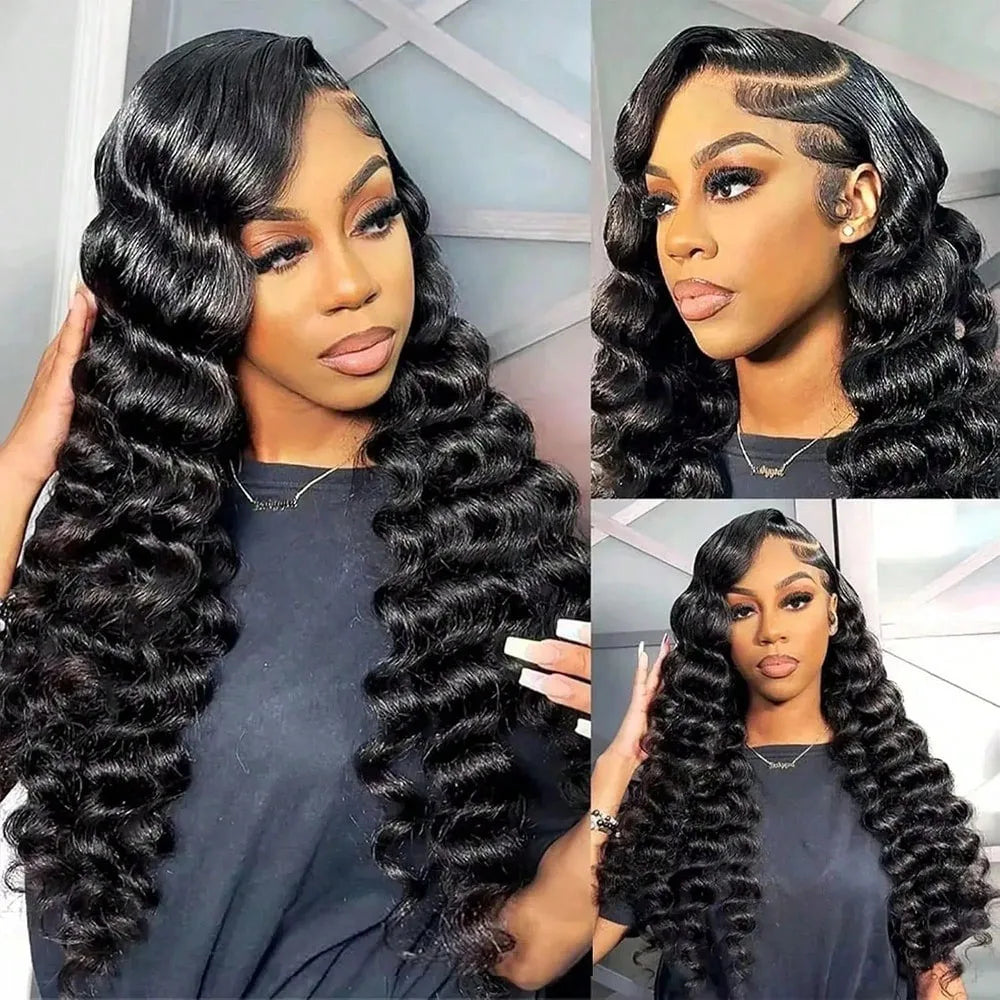 250% Density 40 Inch Loose Deep Wave Lace Front Wig