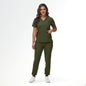 Stretchy V-Neck Nurse Scrub Set Jogger Pants