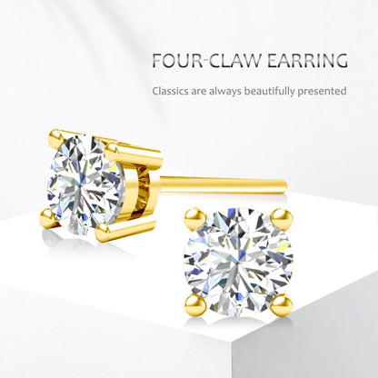 18k Gold Moissanite Stud Earrings for Women