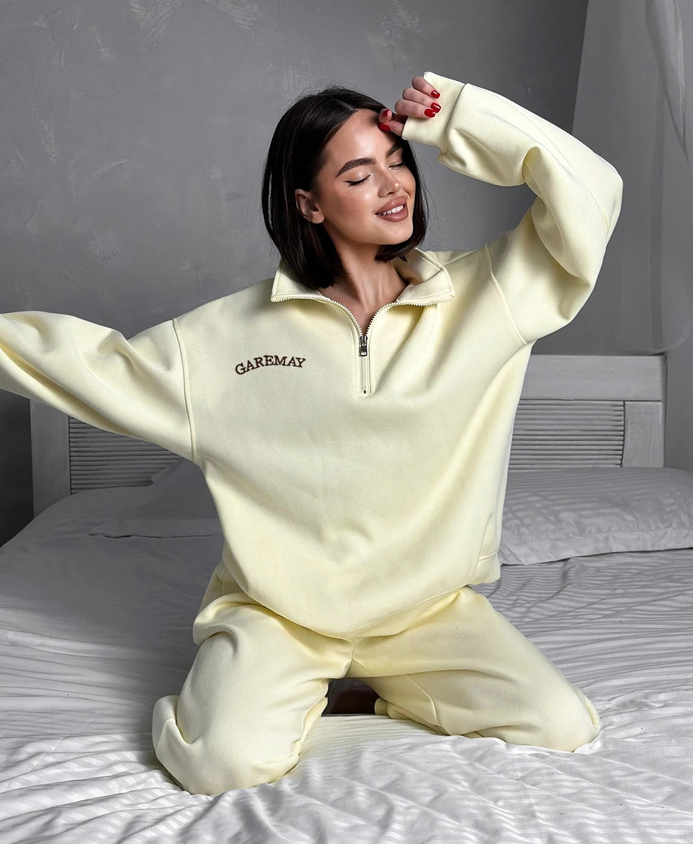 Cotton Pink Women's Tracksuit with Zipper