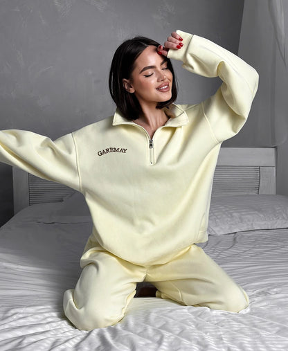 Cotton Pink Women's Tracksuit with Zipper