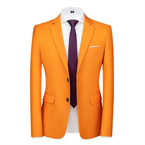 Men's Solid Color Formal Suit Jacket Slim Fit Blazer
