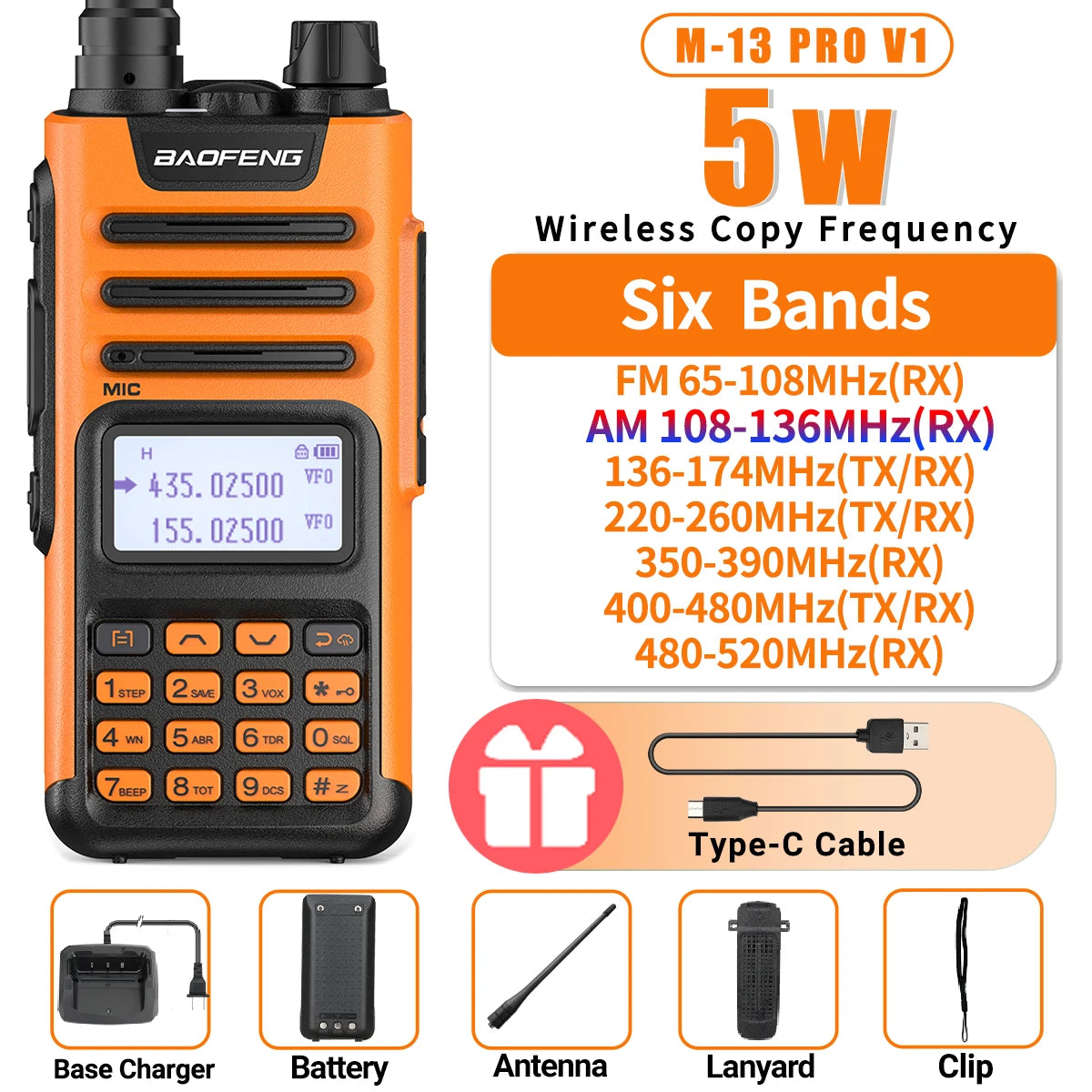 BaoFeng M-13 PRO V2 High Power Multi Band Walkie Talkie