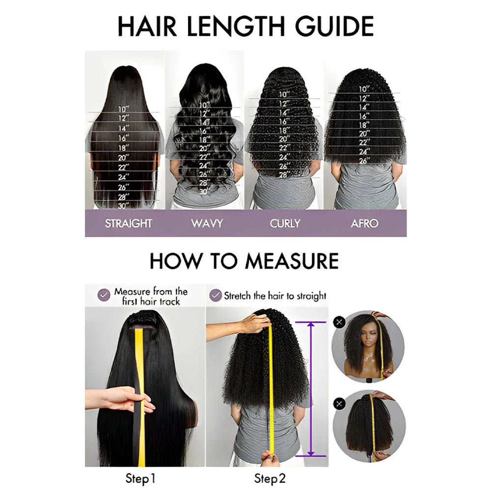 42 Inch Deep Wave Lace Front Human Hair Wig - Natural Color