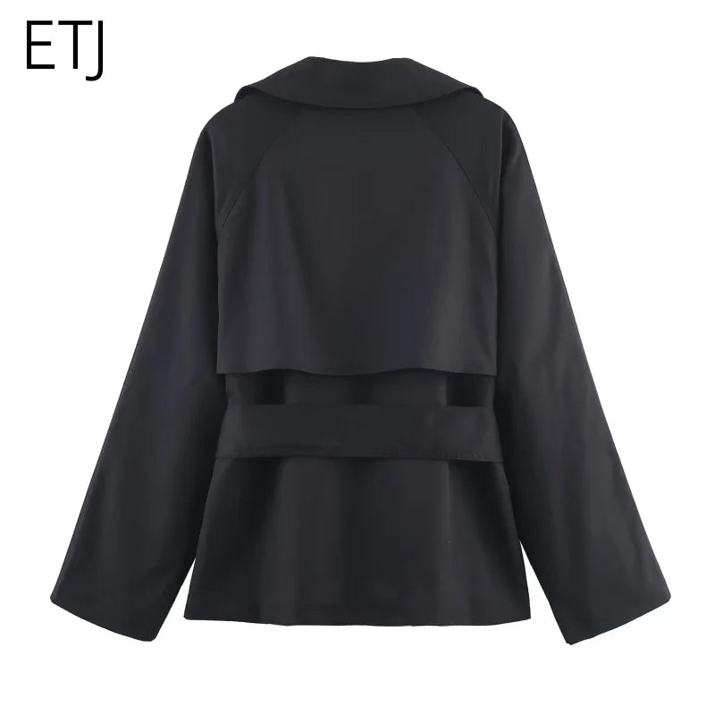 Women's Casual Double-Breasted Trench Coat in Maillard Color