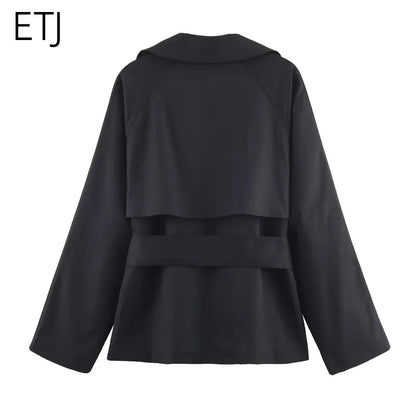 Women's Casual Double-Breasted Trench Coat in Maillard Color
