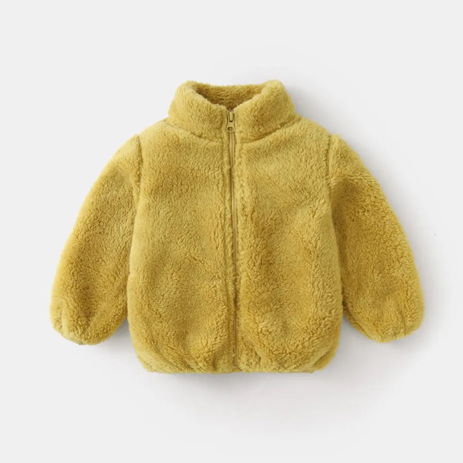 Plush Coat for Children in Solid Color