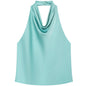 Halter Satin Backless Corset Top for Women in Yellow Pink Black