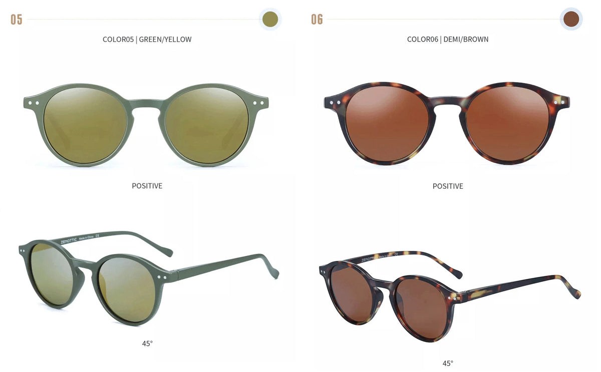 ZENOTTIC Retro Circular Polarized Sunglasses S Size