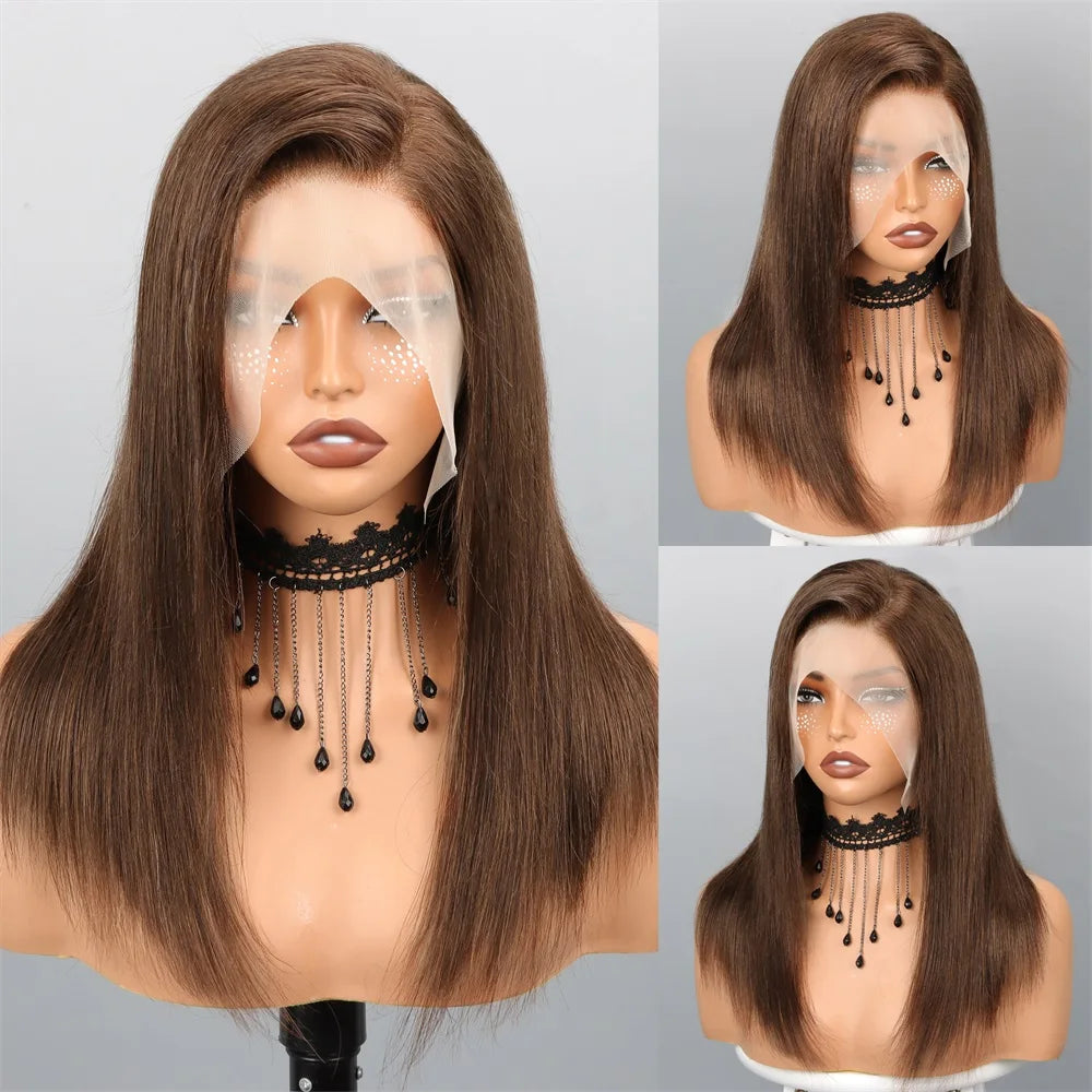 Brown Straight 13x4 Lace Front Wig Human Hair