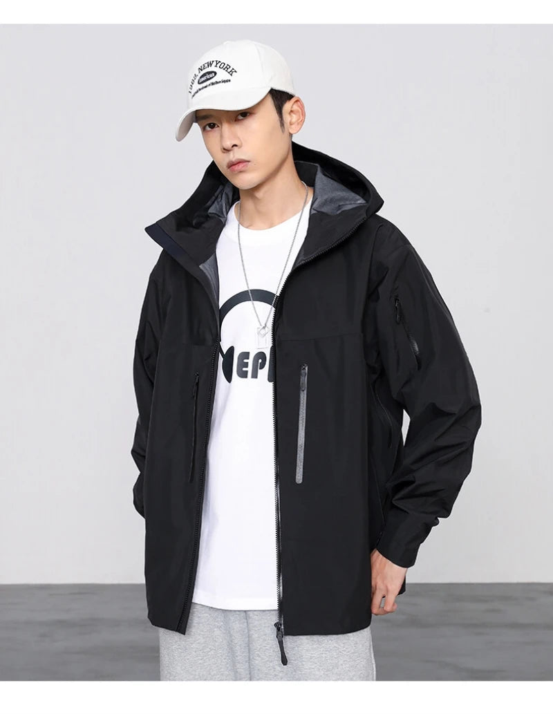 Three Layer Waterproof Windbreaker Jacket for Camping