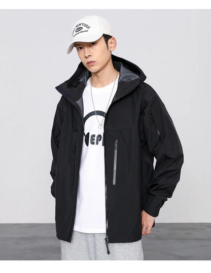 Three Layer Waterproof Windbreaker Jacket for Camping
