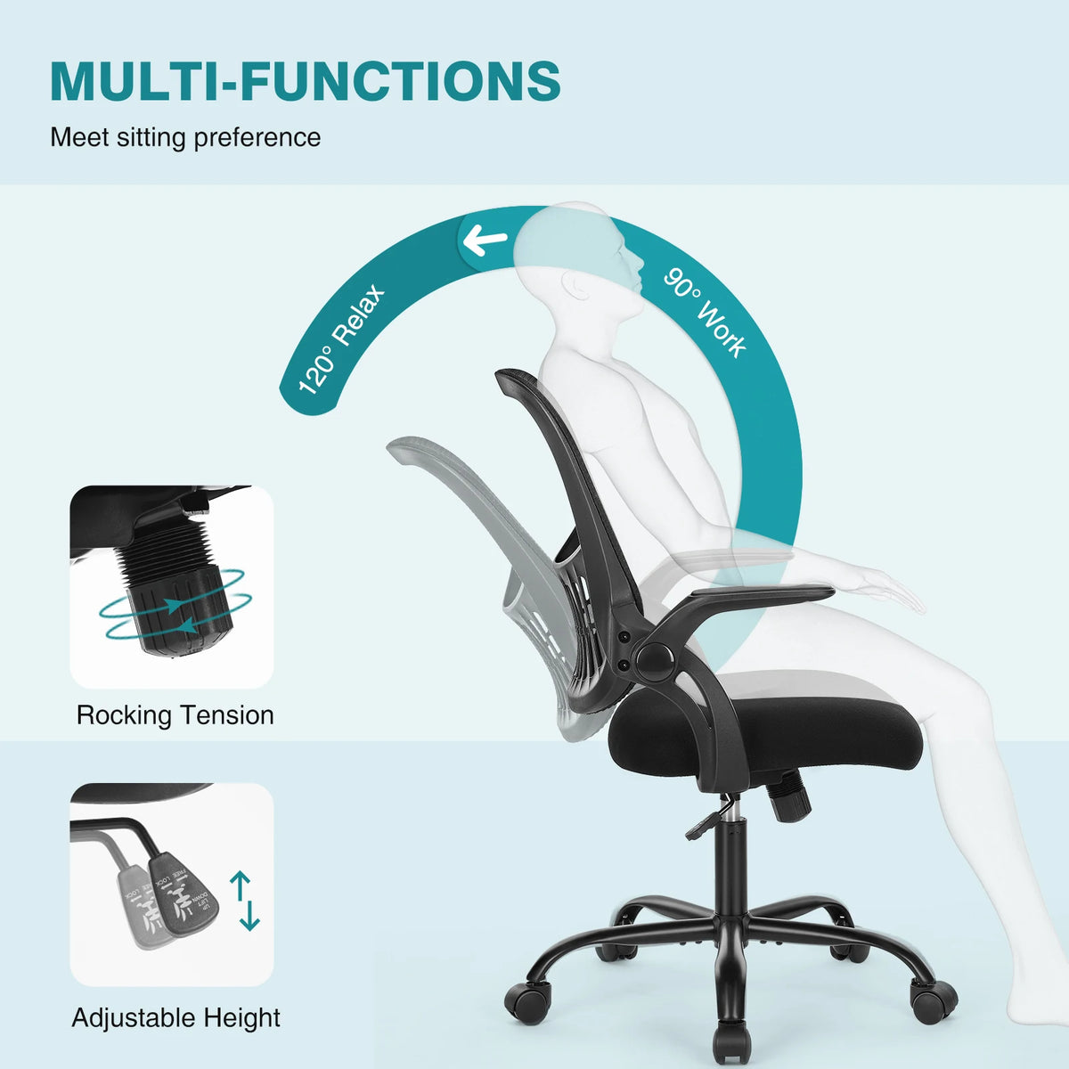 JHK Ergonomic Mesh Backrest Office Chair Adjustable Height