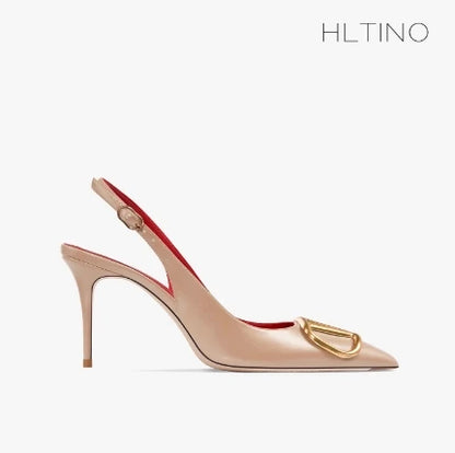 Black Slingback Sandals for Women with High Heels