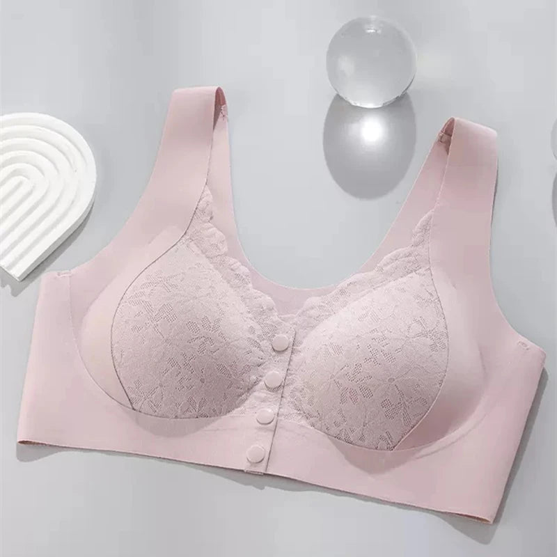 Seamless Lace Front-Button Bra for Women