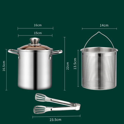 3L Stainless Steel Deep Fryer Pot with Lid and Basket