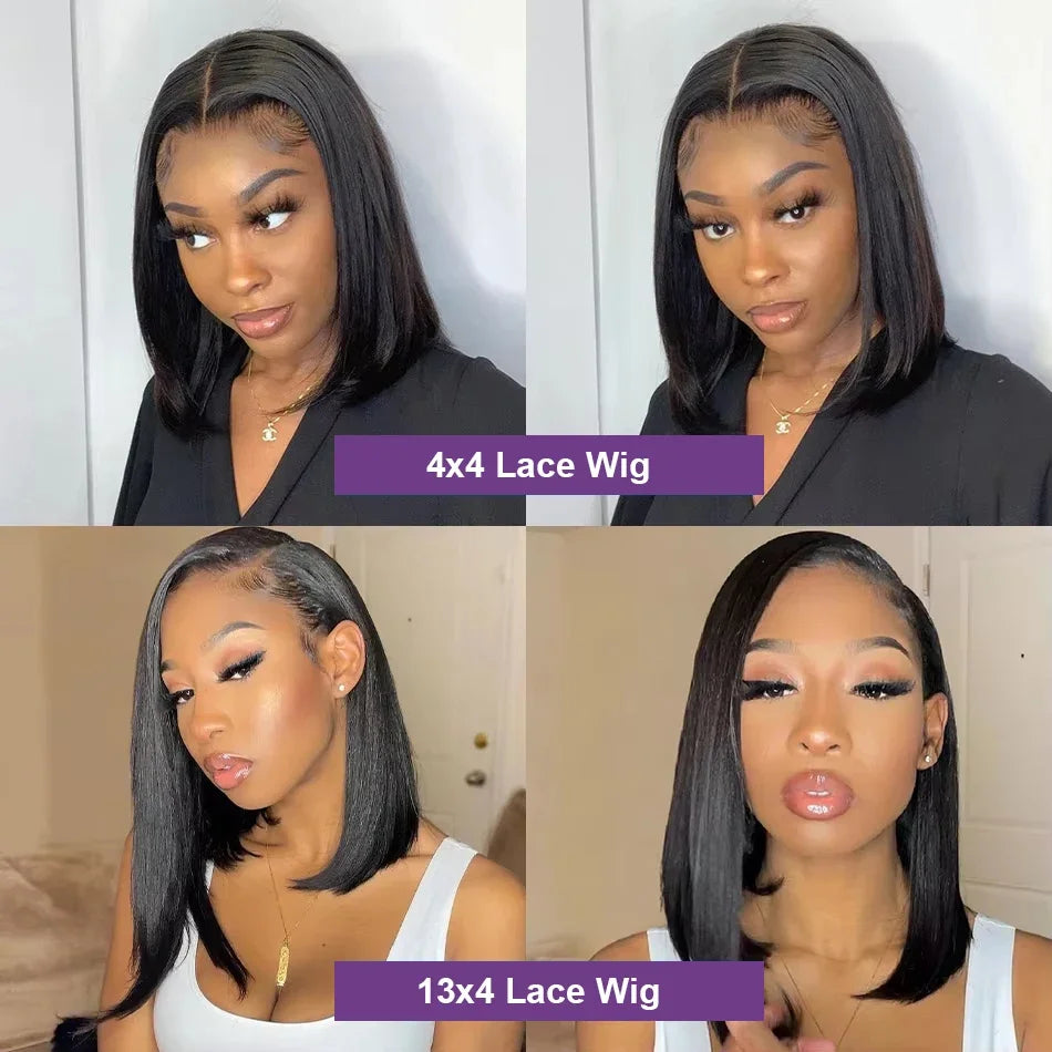 4x4 Lace Front Short Bob Wig Human Hair Straight