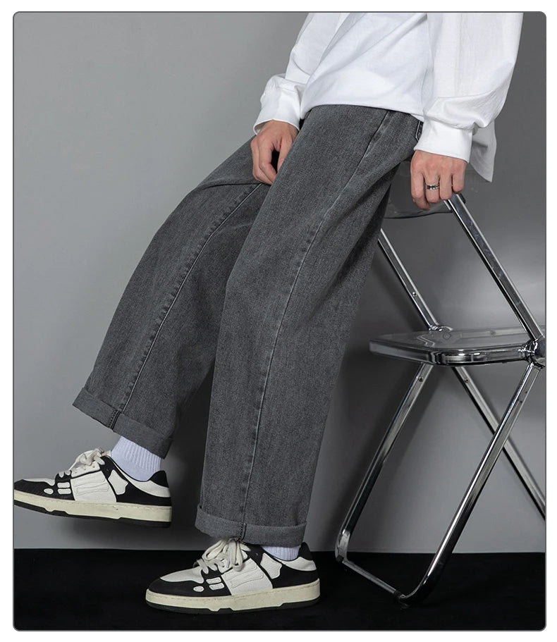 Men's Casual Straight Denim Jeans in Light Blue