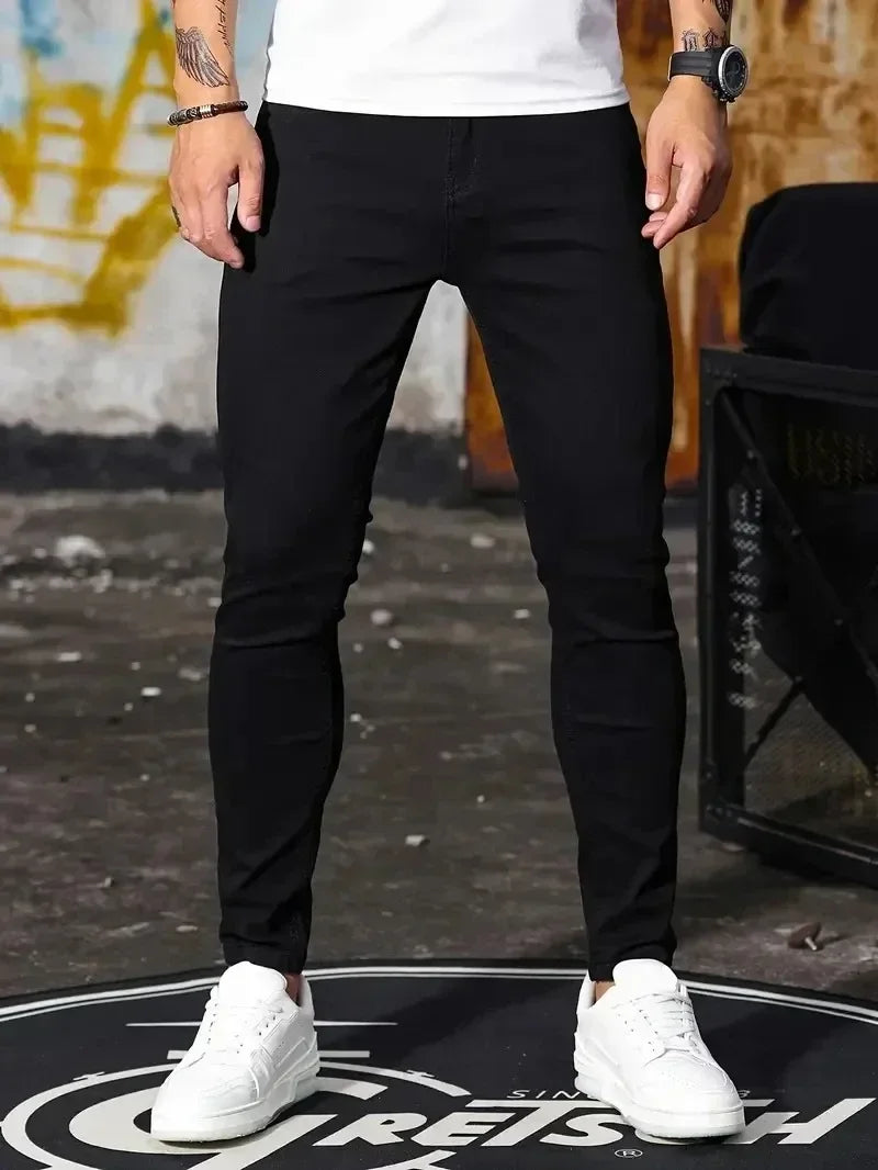 Mens Slim Fit Skinny Jeans Denim Blue Casual