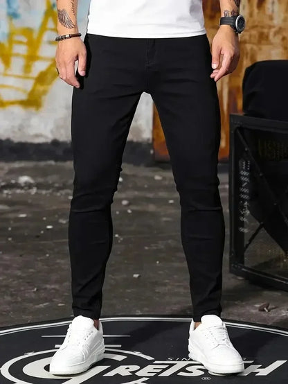 Mens Slim Fit Skinny Jeans Denim Blue Casual