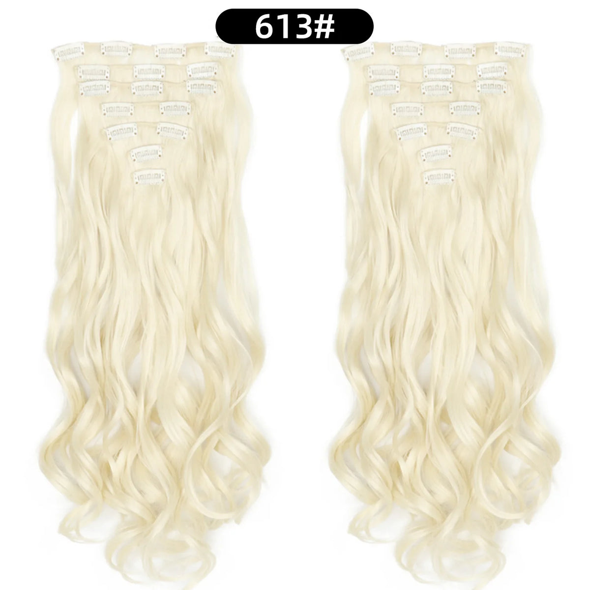 22 Inch Curly Wavy Clip In Hair Extensions Synthetic