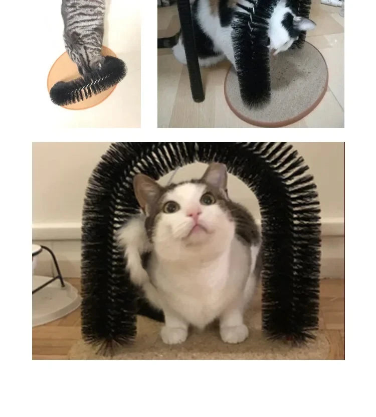 Cat Toy Arch with Massage Brush and Scratching Pad