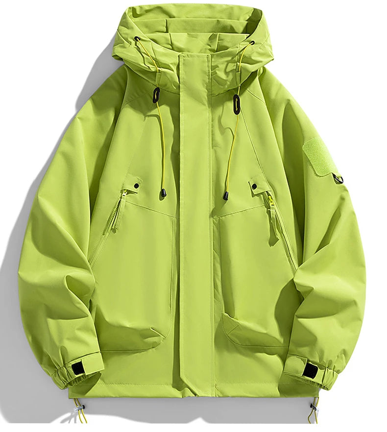 Men's Hooded Waterproof Jacket Black Softshell Camping